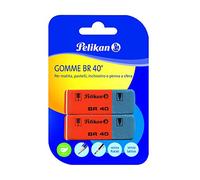 Pelikan Lot de 2 gommes à effacer BR40 en caoutchouc blanc pour crayon, crayons, encre et stylos à bille, convient pour dessin technique artistique et usage scolaire,