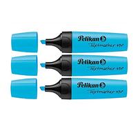 PELIKAN Lot de 3 Surligneurs Textmarker 490 Pte biseautée 1-5 mm Bleu fluo
