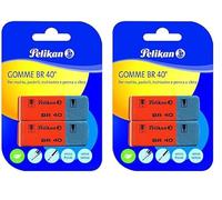 Pelikan Lot de 4 gommes à effacer BR40 en caoutchouc blanc pour crayon, crayons, encre et stylos à bille, convient pour dessin technique artistique et usage scolaire,