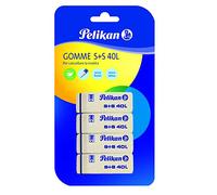 Pelikan Lot de 4 gommes à effacer S+S 40 blanc pour charbon et graphite - Fabriqué en Allemagne