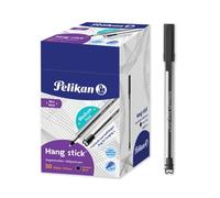 Pelikan, Stylos Hang Stick, couleur noire, pointe moyenne (1 mm), boîte de 50 stylos