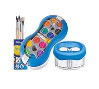 Pelikan , Lot de 7 aquarelles 735 SP/12 avec 12 Couleurs et 1 Tube de Couverture/Starter (Bleu avec gobelet à Eau Space + Set de pinceaux)
