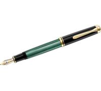 Pelikan M600 - Noir - Or - Vert - Système de remplissage intégré - Or - Italique nib - Or/Rhodium - Gras