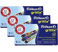 Pelikan P1R3 Griffix Refills Stylo-plume pliable avec 5 cartouches effaçables Bleu, 15er Packung