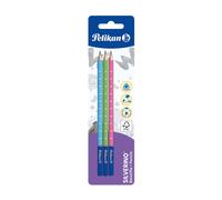 Pelikan Set of 3 Silverino HB Triangular Pencils with Break-resistant Lead - Pin