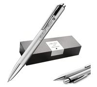 Pelikan Snap - Stylo à bille rétractable avec gravure - Personnalisable - Avec étui - Cadeau pour l'école, le bureau et les études - Argenté