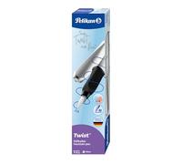 Pelikan Stylo plume 947101 Twist dans une boîte pliante, universel pour droitiers et gauchers, ressort M, argenté