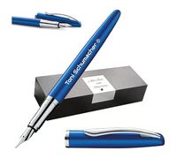 Pelikan Stylo plume Jazz® Noble Elegance P36 avec gravure cadeau - Stylos uniques avec nom - Cadeaux personnalisés - Stylo plume personnalisé (bleu saphir)
