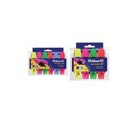 PELIKAN - Textmarker 490, étui de 6, rechargeable pointe biseautée, largeur de tracé: 1,0 - 5,0 mm assorti dans les couleurs: jaune, rose, vert, orange, bleu, rou G