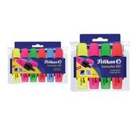 PELIKAN - Textmarker 490, étui de 6, rechargeable pointe biseautée, largeur de tracé: 1,0 - 5,0 mm assorti dans les couleurs: jaune, rose, vert, orange, bleu, rou G