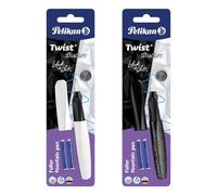 Pelikan 824637 Twist Structure Stylo plume pour droitiers et gauchers Plume M avec 2 cartouches d'encre, pas de choix de couleurs possible