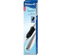 Pelikan Stylo plume 947101 Twist dans une boîte pliante, universel pour droitiers et gauchers, ressort M, argenté