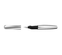 Pelikan Twist - Stylo plume rechargeable Argent/Noir, Pointe moyenne (M) - Ambidextre