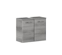 Pelipal Meuble sous-Vasque Quickset 328 en Graphite Imitation transversale, 60 cm de Large | Armoire sans lavabo avec 2 Portes