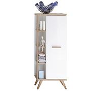 Pelipal Quickset 923 Armoire intermédiaire, Bois d'ingénierie, Blanc Brillant/Riviera Chêne Croix NB, 128x50,5x33 cm