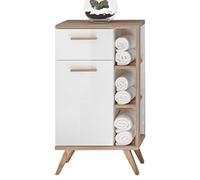 Pelipal Quickset 923 Meuble sous Placard, Bois d'ingénierie, Blanc Brillant/chêne Riviera Quer NB, 89,5x50,5x33 cm