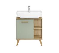 Pelipal Quickset 963 Meuble de lavabo, Bois d'ingénierie, Sage NB/Riviera Chêne Croix NB, 65x60,5x33 cm