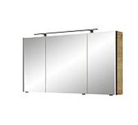 Pelipal Série 7045 armoire à miroir SEEA02413G167BA LED plus éclairage supérieur, trois portes, noir, 130 cm