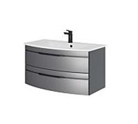 Pelipal Série 7045 Ensemble de lavabo SET-167-035 Gris acier métallisé / Gris acier, poignées noires, 91 cm