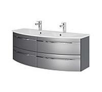 Pelipal Série 7045 ensemble lavabo double SET-167-103 gris acier métallisé / gris acier, poignées chromé , 130 cm