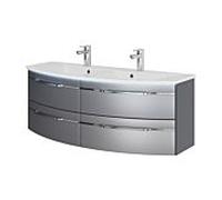 Pelipal Série 7045 ensemble lavabo double SET-167-111 Gris acier métallisé / Gris acier, poignées chromé , 130 cm