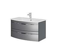 Pelipal Série 7045 ensemble lavabo SET-167-039 Gris acier métallisé / Gris acier, poignées chromé , 91 cm