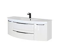Pelipal Série 7045 ensemble lavabo SET-167-076 Weiß Hochglanz / blanc brillant, poignées noires, 130 cm