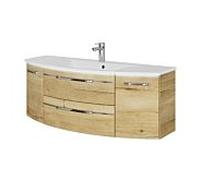 Pelipal Série 7045 ensemble lavabo SET-167-077 Chêne Halifax pores synchronisés, poignées chromé , 130 cm
