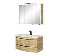 Pelipal série 7045 Meubles set SET-167-049 Chêne Halifax pore synchrone, poignées noires, 91 cm