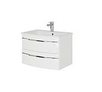 Pelipal Série 7045 ensemble lavabo SET-167-008 Weiß Hochglanz / blanc brillant, poignées chromées, 71 cm