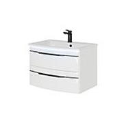 Pelipal Série 7045 ensemble lavabo SET-167-012 Weiß Hochglanz / blanc brillant, poignées noires, 71 cm