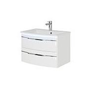 Pelipal Série 7045 ensemble lavabo SET-167-016 Weiß Hochglanz / blanc brillant, poignées chromées, 71 cm