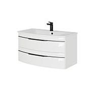 Pelipal Série 7045 set de lavabo SET-167-036 blanc brillant / blanc brillant, poignées noires 91 cm