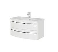 Pelipal Série 7045 ensemble lavabo SET-167-040 Weiß Hochglanz / blanc brillant, poignées chromé , 91 cm