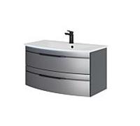 Pelipal Série 7045 set de lavabo SET-167-043 gris acier métallisé / gris acier, poignées noires, 91 cm