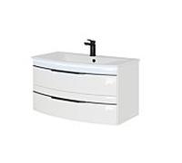 Pelipal Série 7045 set de lavabo SET-167-044 blanc brillant / blanc brillant, poignées noires, 91 cm