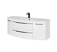 Pelipal Série 7045 ensemble lavabo SET-167-068 Weiß Hochglanz / blanc brillant, poignées noires, 130 cm
