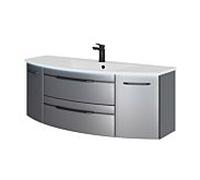 Pelipal Série 7045 set de lavabo SET-167-075 gris acier métallisé / gris acier, poignées noires, 130 cm