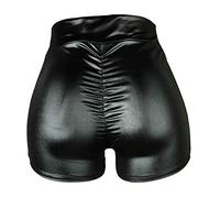 Pelisy Simili Cuir Short Femme Sexy Noir Taille Haute Immitation PU Short Pantalon, L
