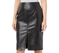 Pelisy Taille Haute Sexy Simili Cuir Jupes Femme Ete Mode Slim Split PU Imitation Midi Jupes de Crayon Noir