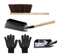 Pelle à cendres de cheminée - Pelle en fer robuste, nettoyeur de manche en bois | Kit de brosses 37x10cm, ensemble d'outils 29x7.8x3.5cm, Solution de dépoussiérage pour poêle à bois intérieur et extér