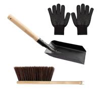 Pelle À Cendres - Manche en Bois Robuste, Brosse pour Foyer Et Pelle À Charbon en Métal Résistant | Kit D’Entretien du Foyer pour Poêles À Bois, Cheminées, Barbecues, Feux De Camp, Jardin, Extérieur