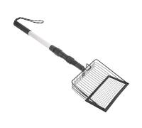 Pelle à Charbon de Bois pour Barbecue à Manche Réglable en Fer | Tamisage des Cendres, Portée Allongée, Conception Ajourée, pour Poêle à Bois et Foyers, Noir
