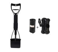 Pelle à crottes pliable long manche de 18 avec sac poubelle et boîte rangement en forme d os pour chiens chats ergonomique traction facile surface anti-adhésive outil nettoyage des déchets portable