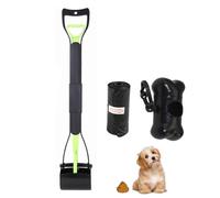 Pelle à déjections canines portable pliable à long manche, adaptée pour l'herbe et le sable, double ressort durable, design ergonomique, râteau pliable pour ramasser les ordures (vert, 80 cm)