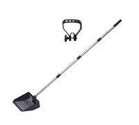 Pelle à fumier en fer robuste avec bords dentelés de 25,4 cm et poignée extensible pour le retrait des déchets de poulailler, cavité en métal antirouille pour abri de jardin et nettoyage du sable