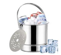 Pelle à glace pour les fêtes | Seau à glace en acier inoxydable | Pelle à glace avec passoire | Bac à boissons isolé à double paroi | Comprend couvercle et tongs pour les fêtes, les bars à la maison