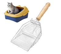 Pelle à litière à long manche en acier inoxydable, pelle à litière pour chat, tamis compact en acier, pelle portable en acier, pelle pratique pour chat (29,5 x 11,5 x 5,6 cm), blanc