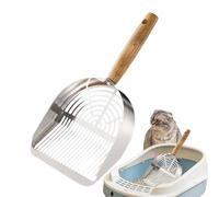 Pelle à litière en acier inoxydable pour chat | Trottinette à litière en métal, longue poignée ergonomique pour un nettoyage facile, design résistant à la rouille, parfait pour la maison, les voyages