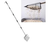 Pelle à Litière, Pelle à Crottes de Poulet en Métal à Manche Extensible, Pelle à Litière en Acier Inoxydable avec Conception Antiadhésive